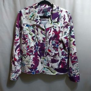 CHICO'S Cotton-Spandex  Purple-Colorful Jacket